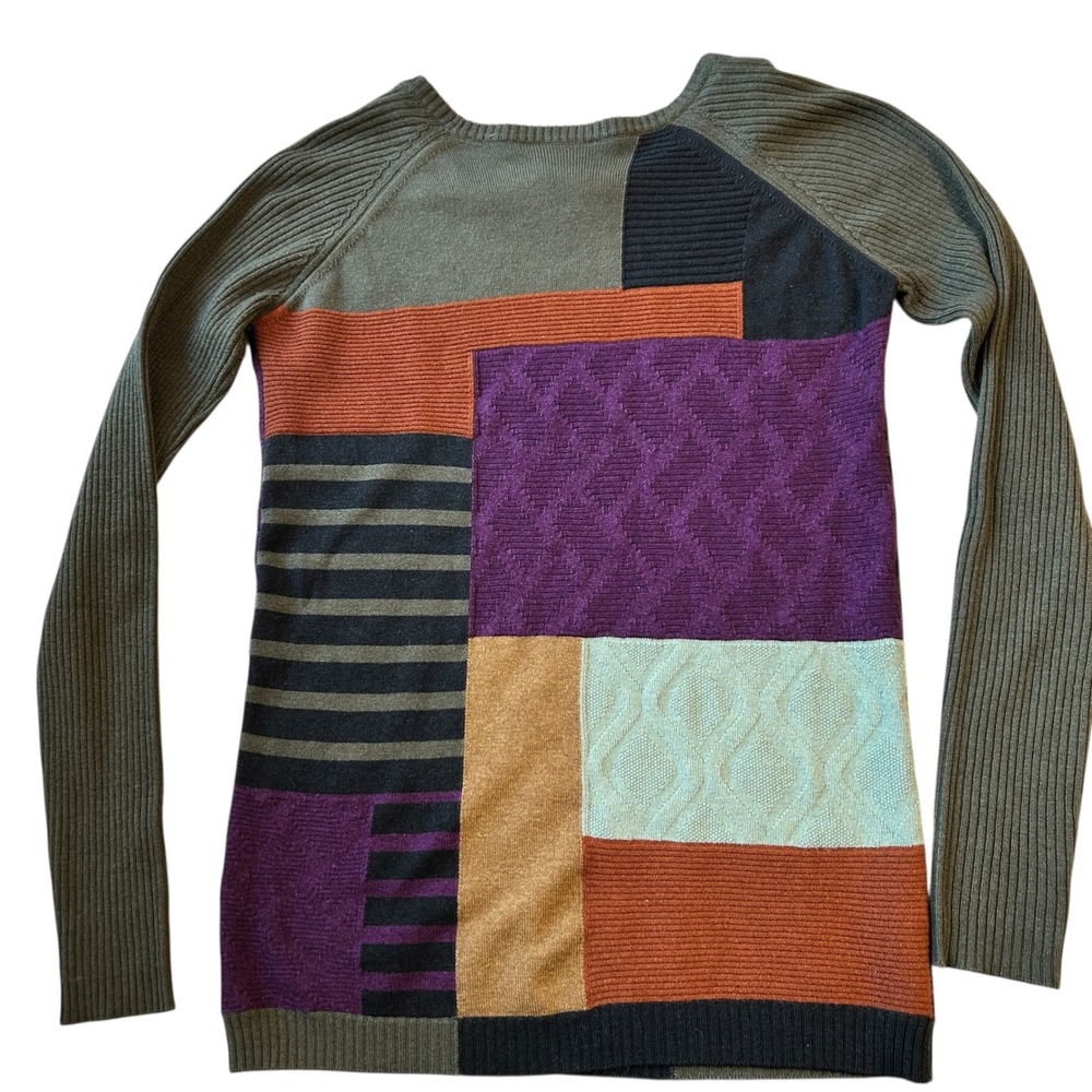ETRO Milano Patchwork Wool Cashmere Angora Knit Sweater Italy Size‎ 42 - Picture 6 of 8